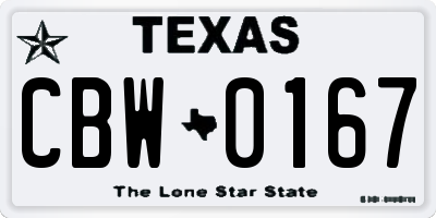 TX license plate CBW0167