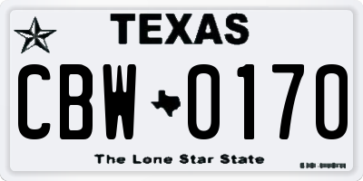 TX license plate CBW0170