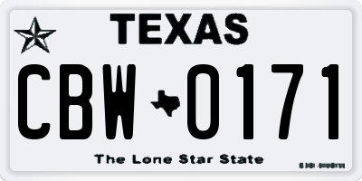 TX license plate CBW0171