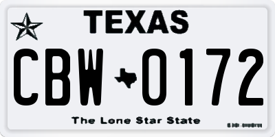 TX license plate CBW0172