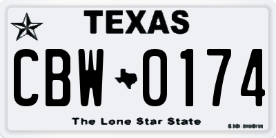 TX license plate CBW0174