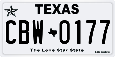 TX license plate CBW0177