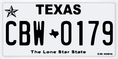 TX license plate CBW0179
