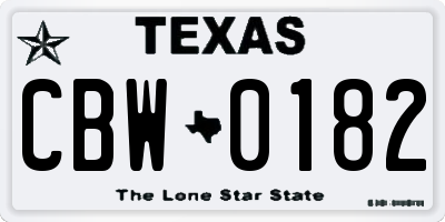 TX license plate CBW0182