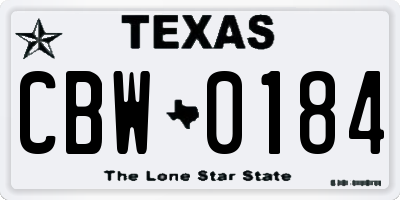 TX license plate CBW0184