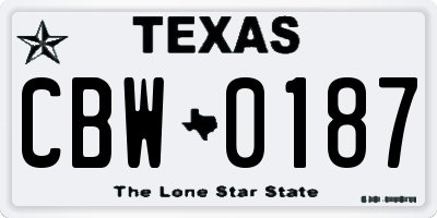 TX license plate CBW0187