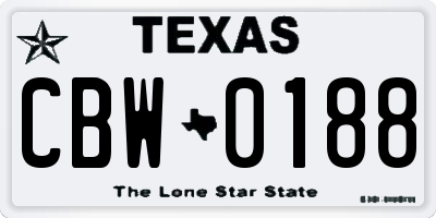 TX license plate CBW0188