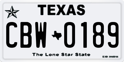 TX license plate CBW0189