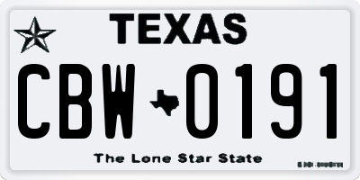 TX license plate CBW0191