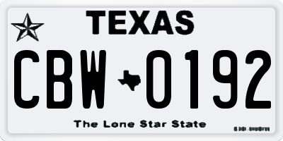 TX license plate CBW0192