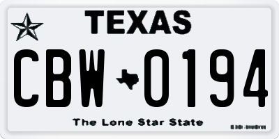 TX license plate CBW0194