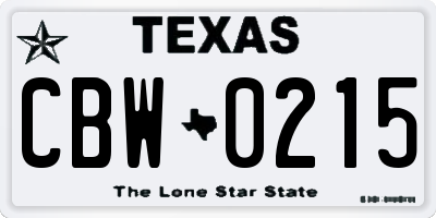 TX license plate CBW0215