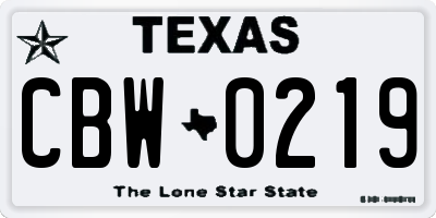 TX license plate CBW0219