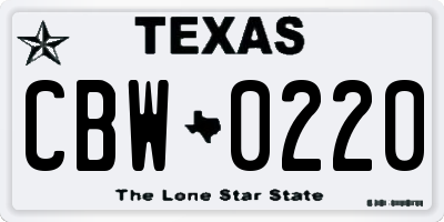 TX license plate CBW0220