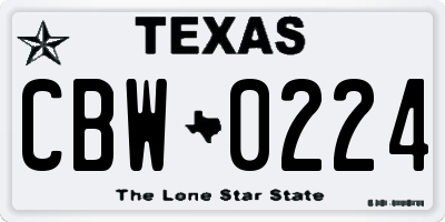 TX license plate CBW0224