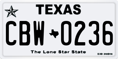 TX license plate CBW0236