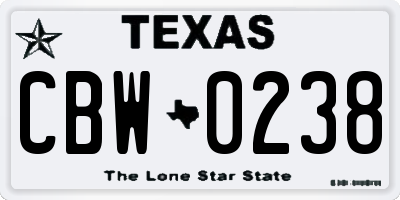 TX license plate CBW0238