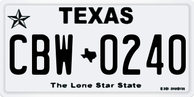 TX license plate CBW0240