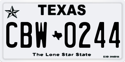 TX license plate CBW0244