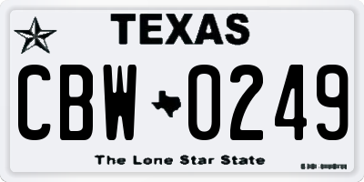 TX license plate CBW0249