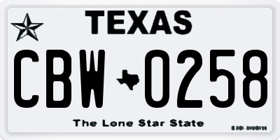 TX license plate CBW0258