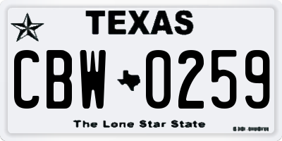 TX license plate CBW0259