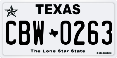 TX license plate CBW0263