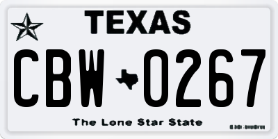 TX license plate CBW0267