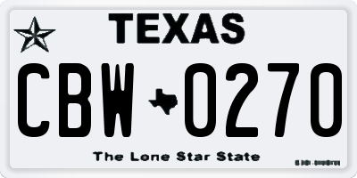 TX license plate CBW0270