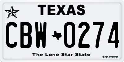 TX license plate CBW0274