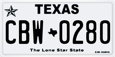 TX license plate CBW0280