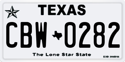 TX license plate CBW0282