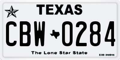 TX license plate CBW0284