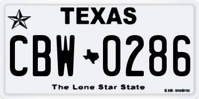 TX license plate CBW0286