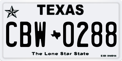 TX license plate CBW0288