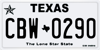 TX license plate CBW0290