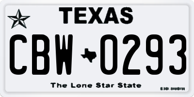 TX license plate CBW0293