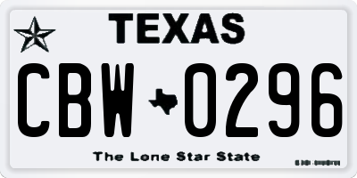TX license plate CBW0296