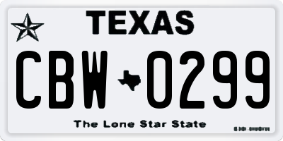TX license plate CBW0299