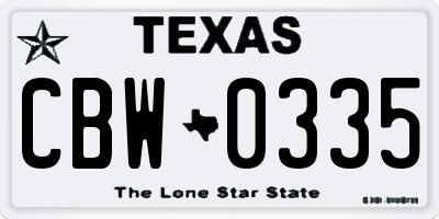 TX license plate CBW0335