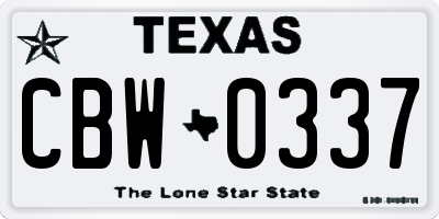 TX license plate CBW0337