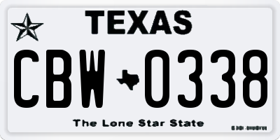TX license plate CBW0338