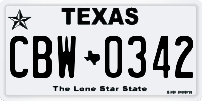 TX license plate CBW0342