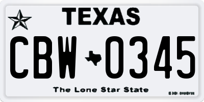 TX license plate CBW0345