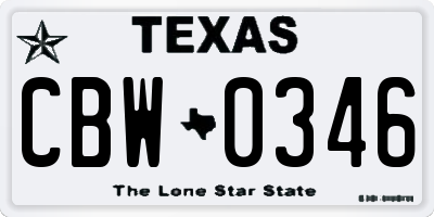 TX license plate CBW0346