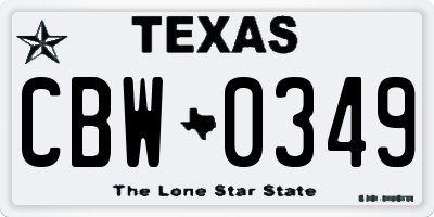 TX license plate CBW0349