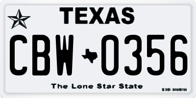 TX license plate CBW0356