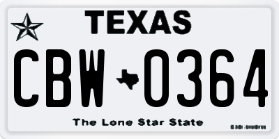 TX license plate CBW0364