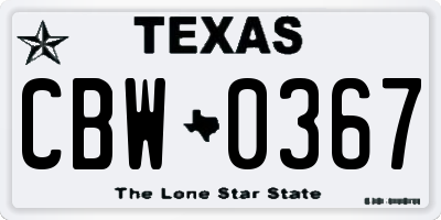 TX license plate CBW0367
