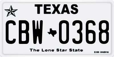 TX license plate CBW0368